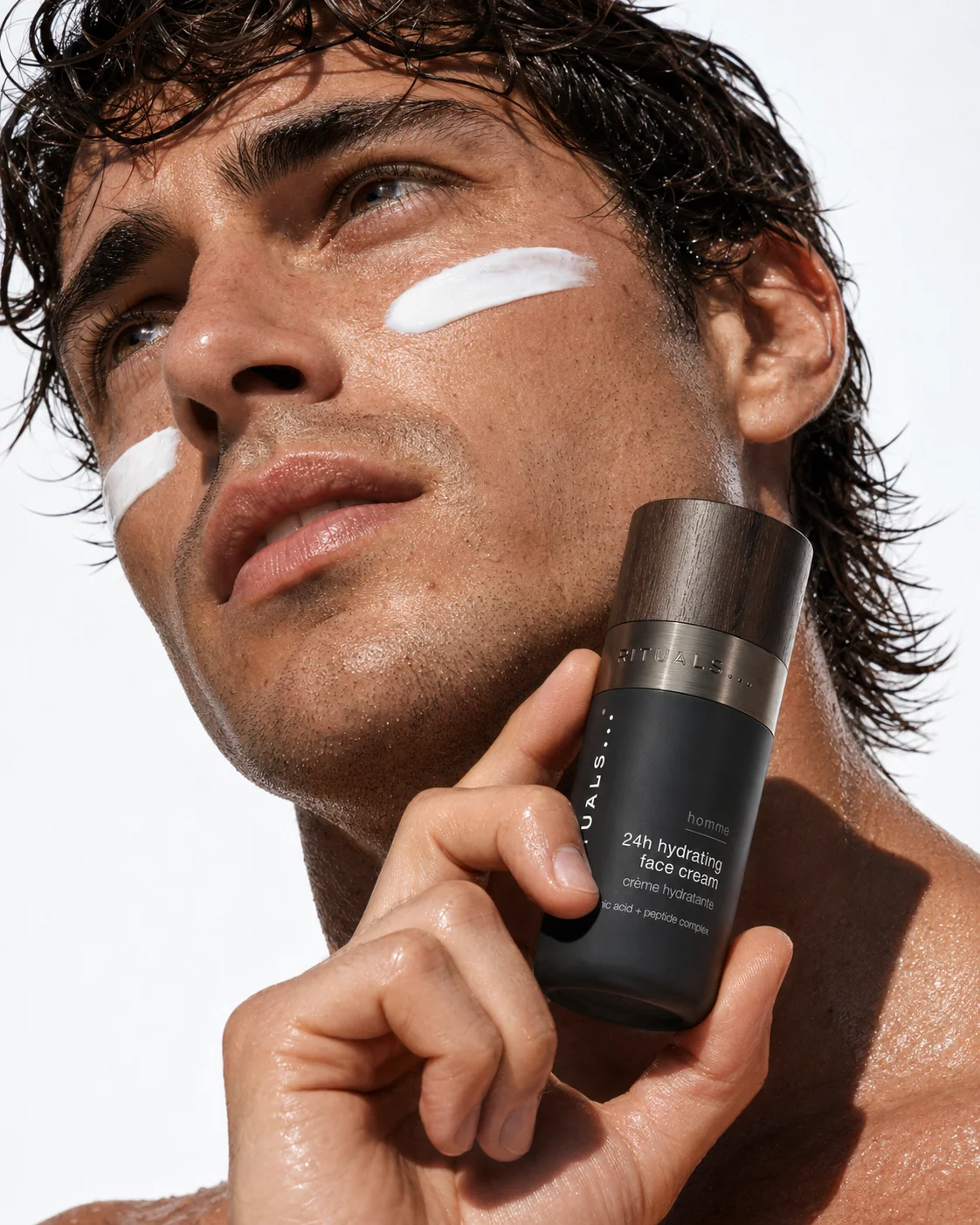 Shooting photo produit IA — Rituals Homme, crème hydratante